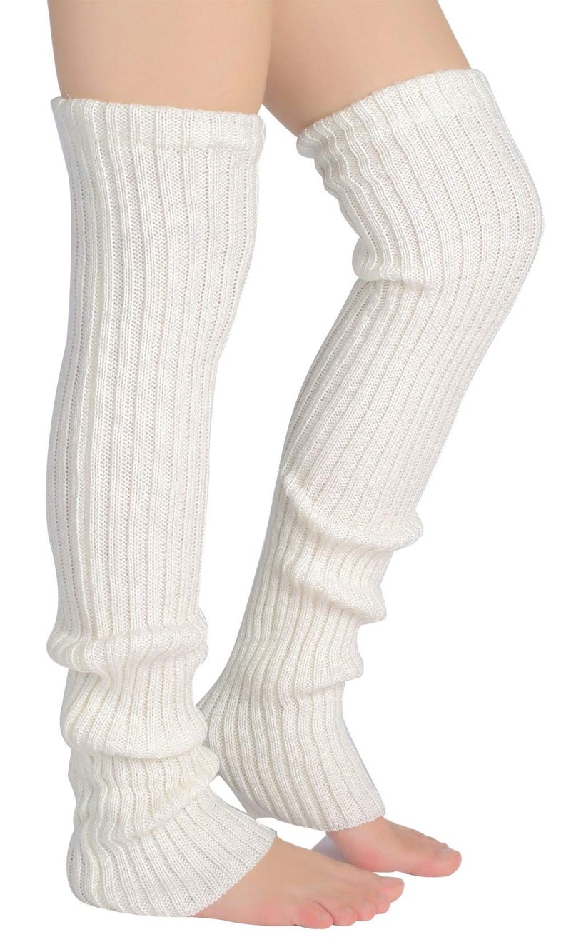 Pareberry Women's Winter Over Knee High Footless Socks Knit Warm Long Leg Warmers (2 Pack-(Black+White), 27 Inches) - Image 5